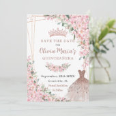 Kersenbloesems Roos gouden jurk jurk quinceañera Save The Date (Staand voorkant)