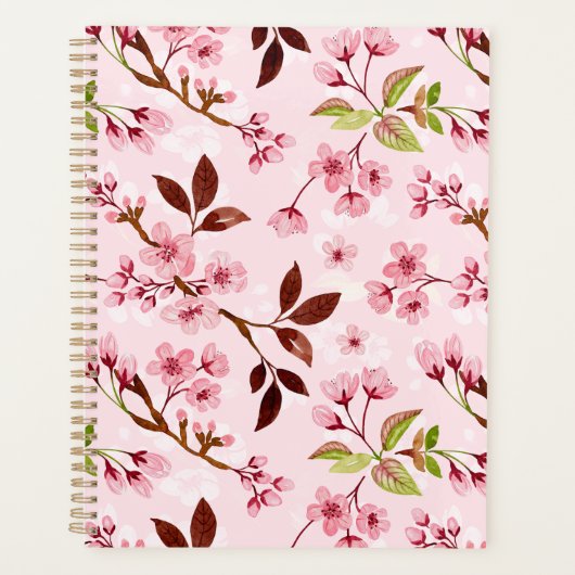 Kersenbloesems roze achtergrond planner (Voorkant)