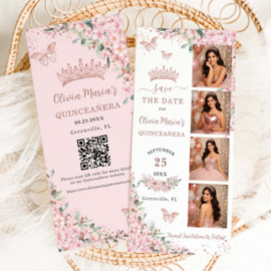 Kersenbloesems Roze Goud Fotohokje Quinceanera  Save The Date