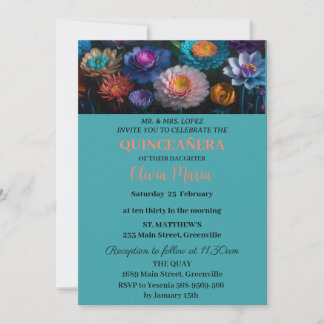 Kersenbloesems Roze Goud Vlinders Quinceañera Kaart