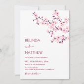 Kersenbloesems Roze Wit Informele Bruiloft Kaart (Voorkant)