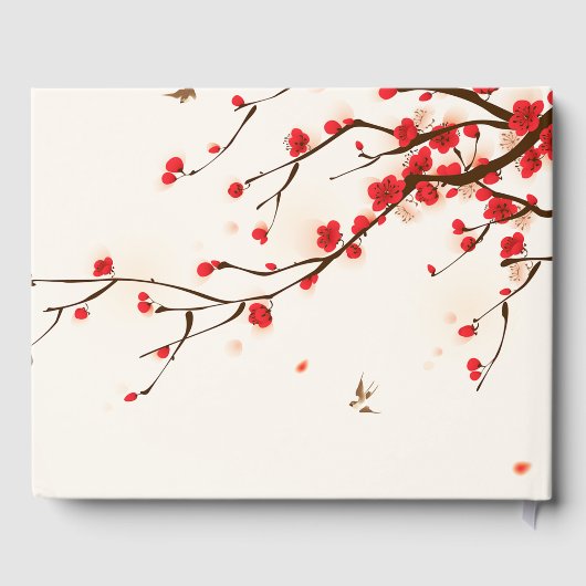 Kersenbloesems (Sakura) Aquarel Bloemige Trouwdag Gastenboek (Achterkant)