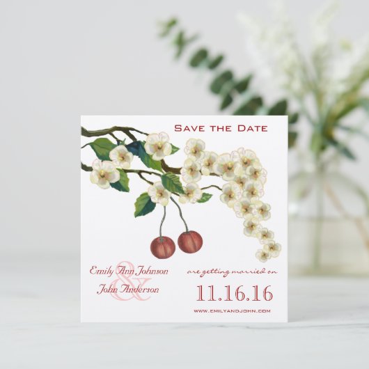 Kersenbloesems Tak Save the Date Kaart (Staand voorkant)