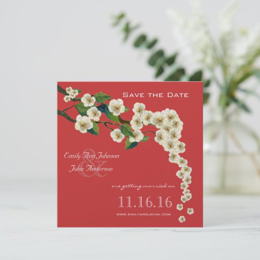 Kersenbloesems Tak Save the Date Kaart (Staand voorkant)