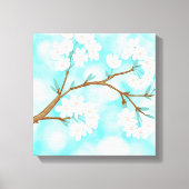 Kersenbloesems tegen blauwe hemel met wolken canvas afdruk (Voorkant)