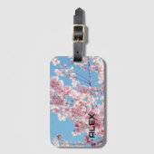 Kersenbloesems tegen een heldere blauwe hemel bagagelabel (Voorkant (verticaal))