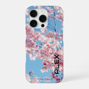 Kersenbloesems tegen een heldere blauwe lucht iPhone 16 pro hoesje