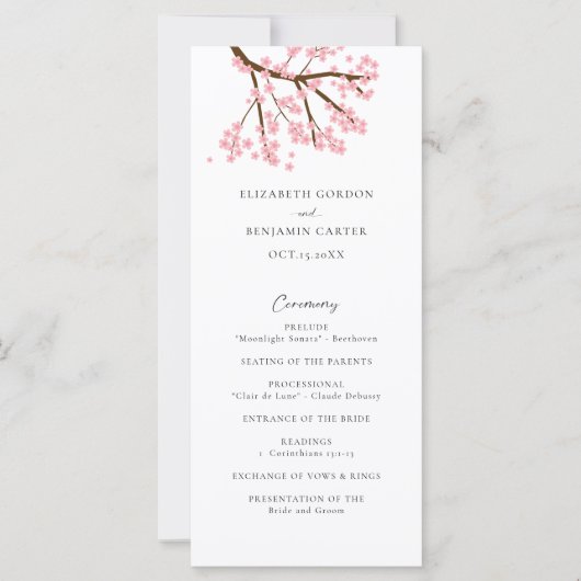 Kersenbloesems Trouwbloem Elegant Script (Voorkant)