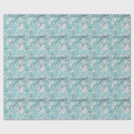 Kersenbloesems: Turquoise bloementrend Cadeaupapier (Vlak)