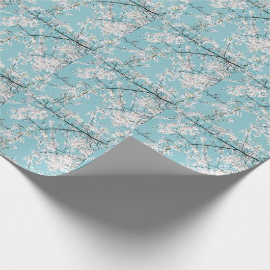 Kersenbloesems: Turquoise bloementrend Cadeaupapier (Hoek)