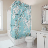Kersenbloesems: Turquoise bloementrend Douchegordijn (In situ)