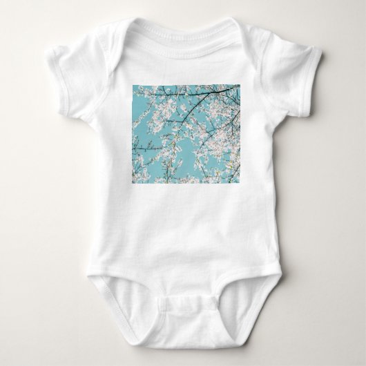 Kersenbloesems: Turquoise bloementrend Romper (Voorkant)