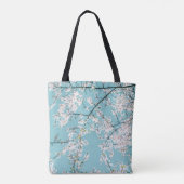 Kersenbloesems: Turquoise bloementrend Tote Bag (Achterkant)
