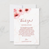 Kersenbloesems Waterverf Marmeren Bruiloft Bedankkaart (Voorkant)