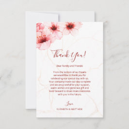 Kersenbloesems Waterverf Marmeren Bruiloft Bedankkaart