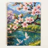 Kersenbloesems, witte duiven en bergplanner planner (Voorkant)