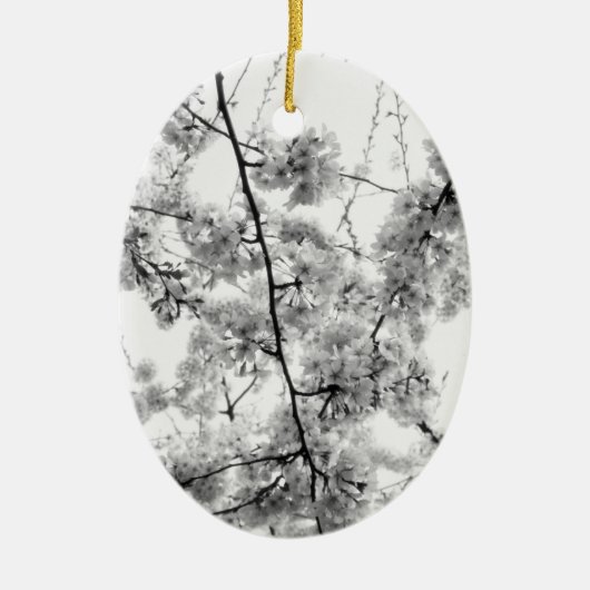 'Kersenbloesems' Zwart & Wit Ornament (Voorkant)