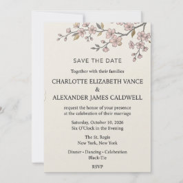 Kersenbloesemtak Save the Date Kaart