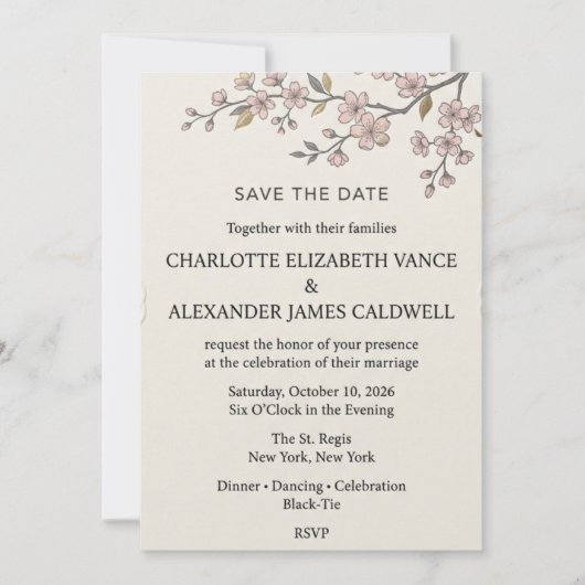 Kersenbloesemtak Save the Date Kaart (Voorkant)