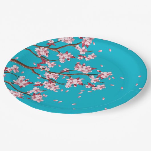 Kersenbloesemtakken Aangepaste Papieren Borden Papieren Bordje (Gekanteld)