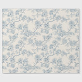 Kersenbloesemtakken in blauw en wit cadeaupapier (Vlak)