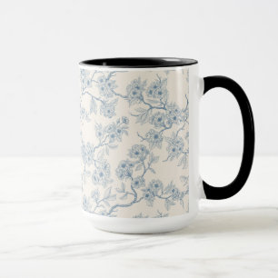 Kersenbloesemtakken in blauw en wit mok