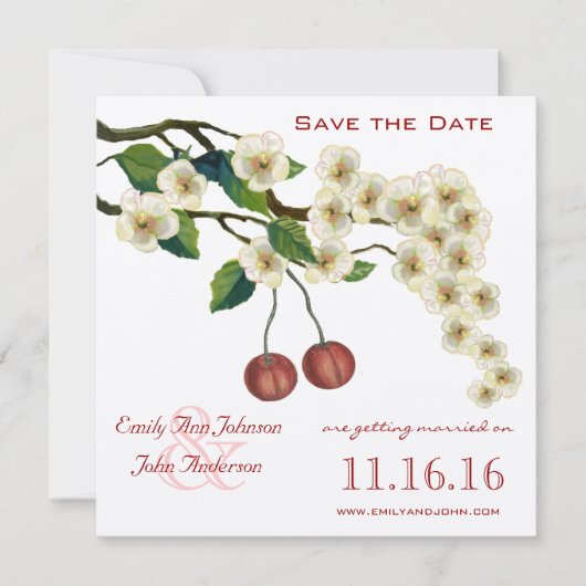 Kersenbloesemtakken Save the Date Kaart (Voorkant)