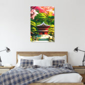 Kersenbloesemtempel  canvas afdruk (Insitu (Slaapkamer))