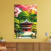 Kersenbloesemtempel  canvas afdruk (Insitu (Woonkamer))