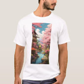 Kersenbloesemtuin - Studio Ghibli Geïnspireerd T-S T-shirt (Voorkant)