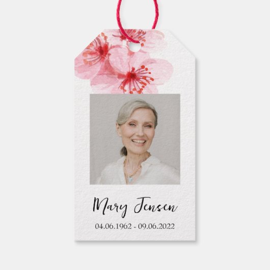 Kersenbloesemzaadpakket Memorial begrafenis Cadeaulabel (Achterkant)