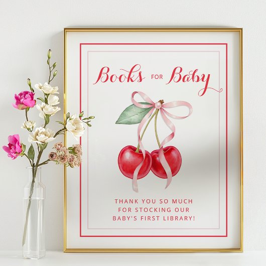 Kersenboeken voor Baby shower Sign Poster