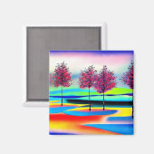 Kersenbomen in het water magneet (Voorkant / Achterkant)