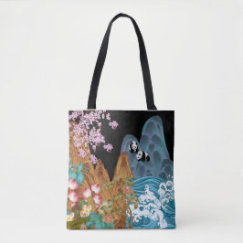 Kersenbomen Tsunami Waves Met Panda's Canvas tas