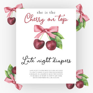 Kersenboog baby shower Late nacht luiers Poster