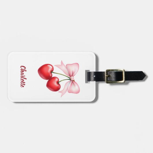 Kersenboog roze naam bagagelabel (Voorkant horizontaal)