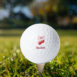 Kersenboog roze naam golfballen<br><div class="desc">Rode kersen met roze strik. Personaliseer en voeg jouw naam toe.</div>