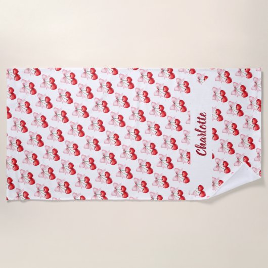 Kersenboog roze naam strandlaken (Voorkant)