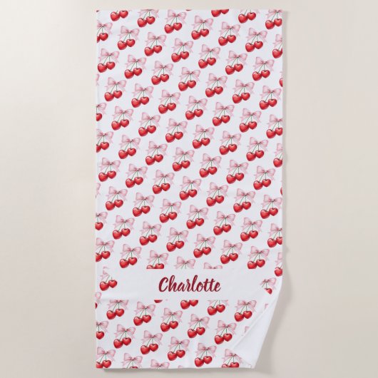 Kersenboog roze naam strandlaken (Voorkant)