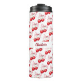 Kersenboog roze naam thermosbeker (Voorkant)