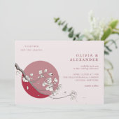 Kersenboom bloemblaadjes bruiloft uitnodigingen (Staand voorkant)