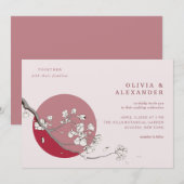 Kersenboom bloemblaadjes bruiloft uitnodigingen (Voorkant / Achterkant)