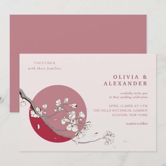 Kersenboom bloemblaadjes bruiloft uitnodigingen (Voorkant / Achterkant)