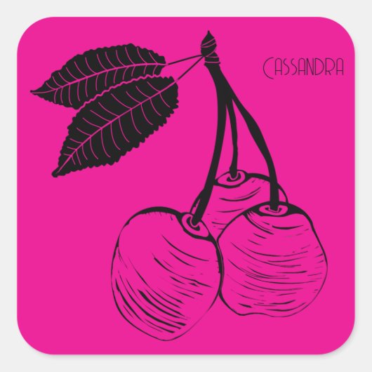 Kersenboom in de lente Houtsnede Vierkante Sticker (Voorkant)