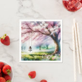 Kersenboom met meisje op een schommel servet (Insitu)