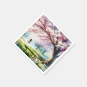 Kersenboom met meisje op een schommel servet (Hoek)