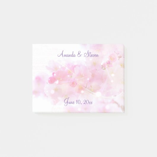 Kersenboom met pastel roze bloesems bruiloft post-it® notes (Voorkant)
