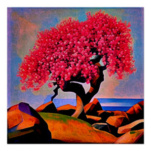 Kersenboom te midden van rotsen 2 perfect poster