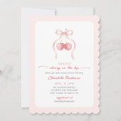 Kersencoquette lint meisje babyshower uitnodiging (Voorkant)
