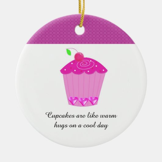 Kersencupcake met tekst keramisch ornament (Voorkant)